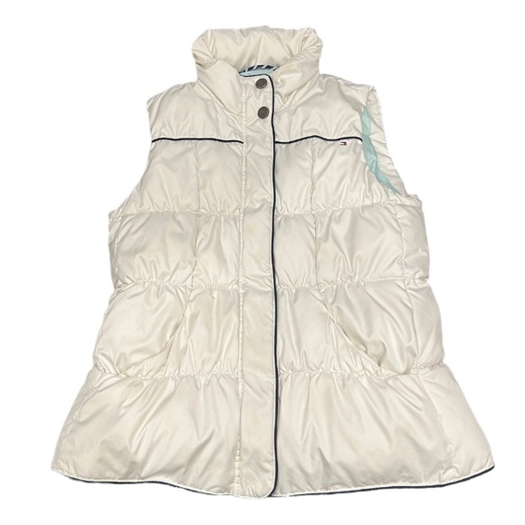 Tommy Hilfiger white puffer vest with pockets and embroidery detail - Picture 1 of 14